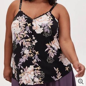 Torrid Black Floral Studio Knit Button Front Cami
